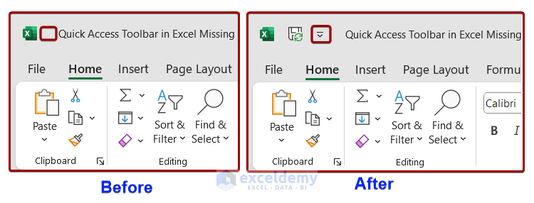 Quick Access Toolbar in Excel Missing