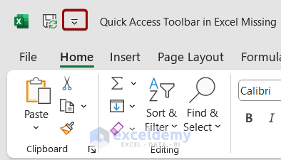 Excel Quick Access Toolbar missing issue is solved