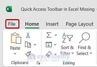Excel File tab