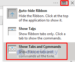 Remove Quick Access Toolbar in Excel