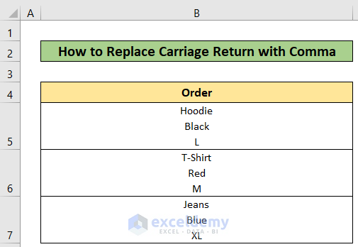 Replace Carriage Return in Excel with Comma