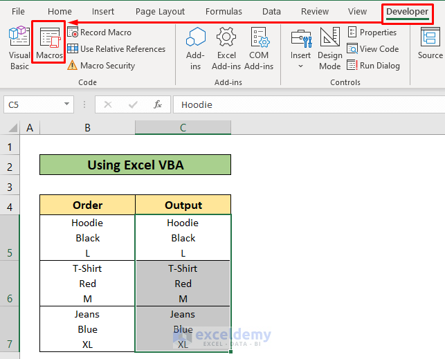 Embed Excel VBA to Replace Carriage Return with Comma