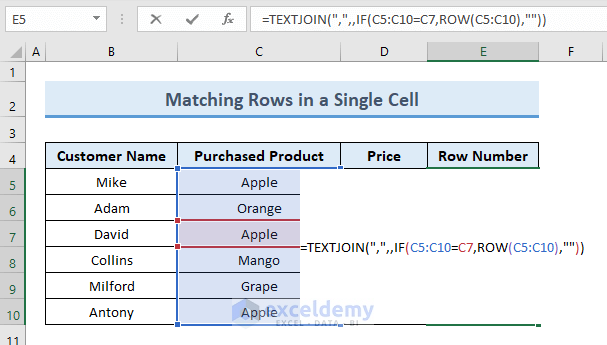Showing Multiple Row number from cell value in Excel