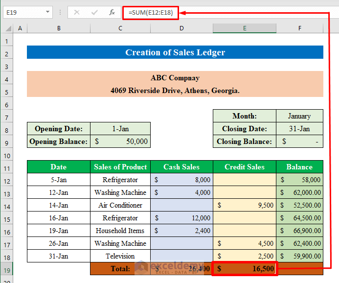 Use Formula to Calculate Sales Ledger