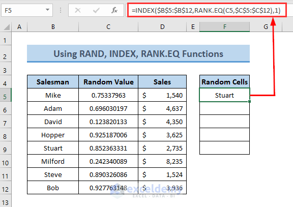 Apply Formula to Select Random Cells in Excel