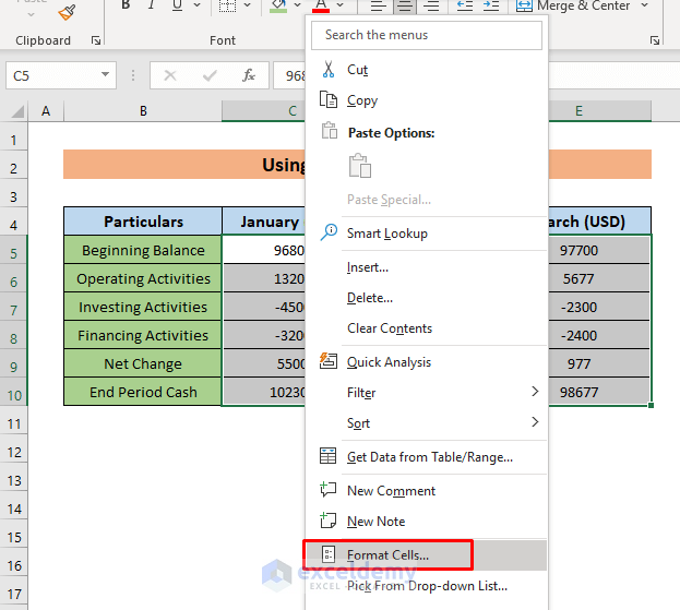 Show Negative Numbers in Excel