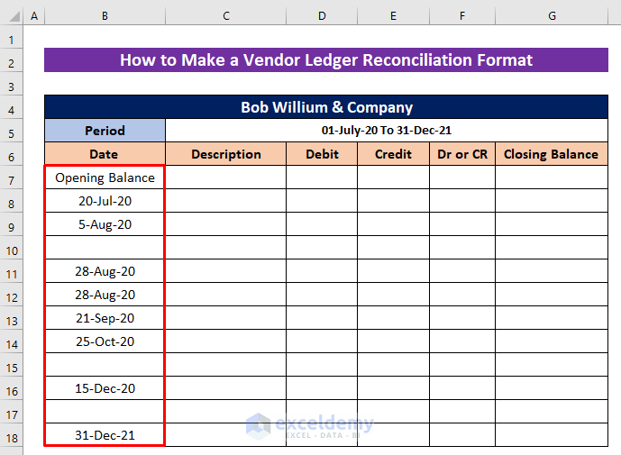 How to Make a Vendor Ledger Reconciliation Format in Excel