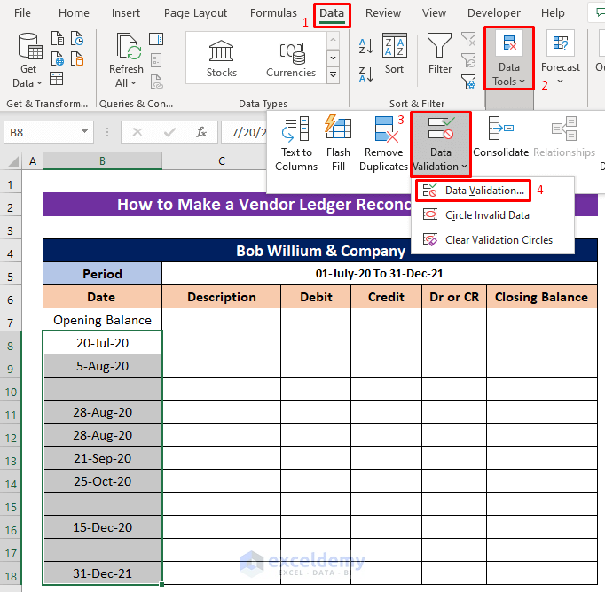 How to Make a Vendor Ledger Reconciliation Format in Excel