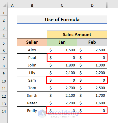Automatically Hide Rows with Zero Values Using Excel Formula