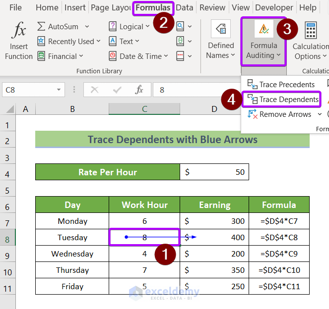 Remove Blue Line with Arrows in Excel