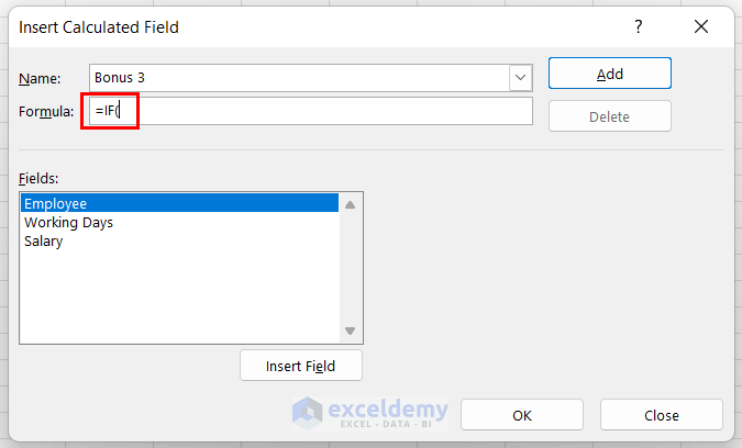 calculated field in pivot table data model