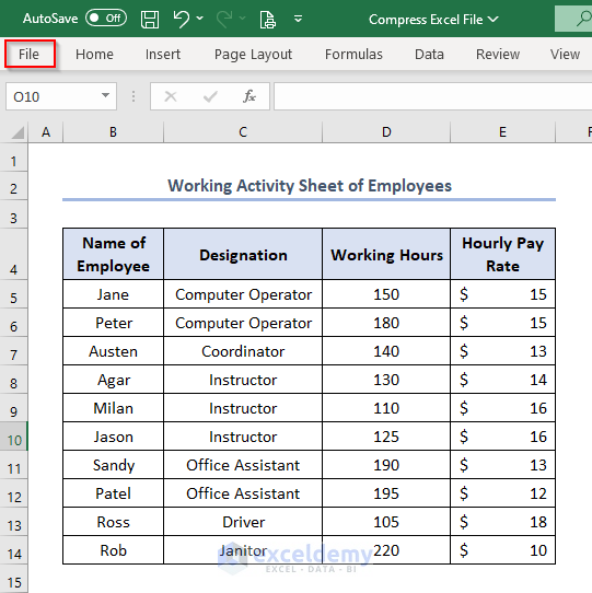 compress excel file more than 100mb, binary format