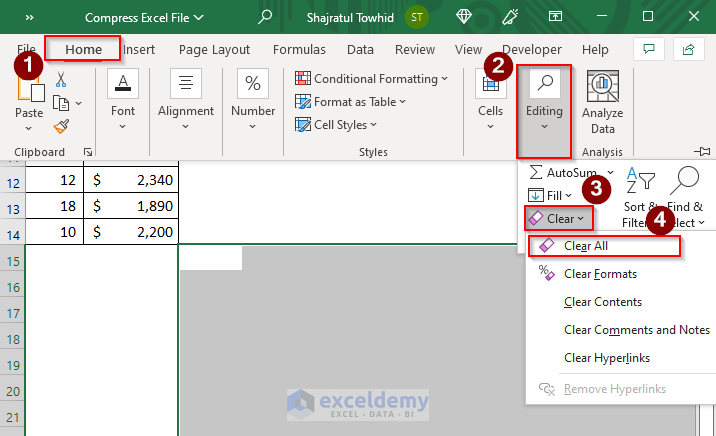 compress excel file more than 100mb, clearing blank cells