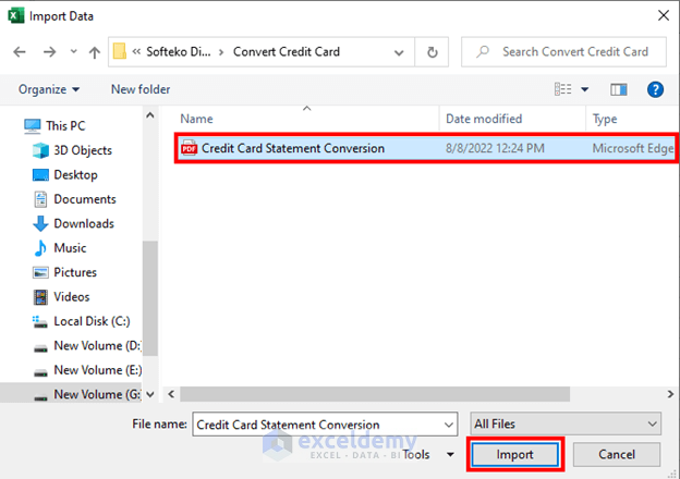 convert credit card statement to excel