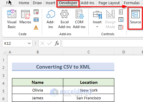 convert csv to xml in excel