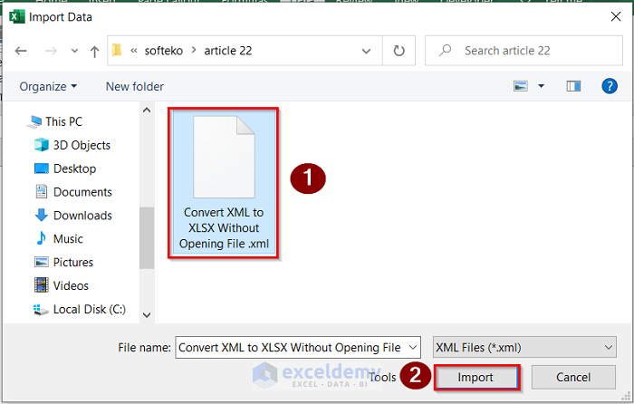 Procedures to Convert XML to XLSX Without Opening File