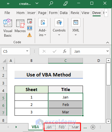 How to Create Multiple Sheets in Excel with Different Names (3 Methods)