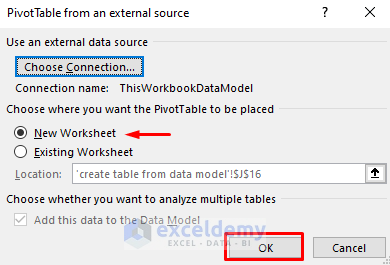 create table from data model excel