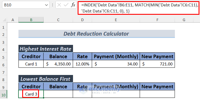 credit card debt reduction calculator for excel