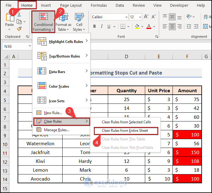 Conditional Formatting Stops Cut and Paste in Excel