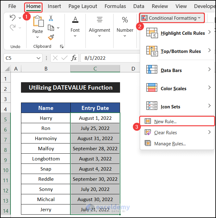 Launching Conditional Formatting Dialog Box to Format Dates