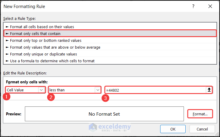 Setting Features According to Our Desire to Format Older Date Cells
