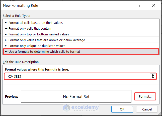 Defining Customize Rule in the Dialog Box to Format Older Dates with Respect to a Certain Date