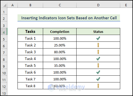 getting Conditional Formatting Indicators Icon Sets Based on Another Cell in Excel
