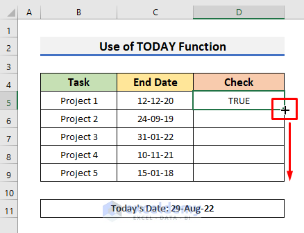 Use Excel TODAY Function to Show If Date Is Greater Than 365 Days