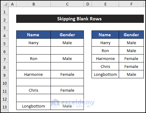 Skip Blank Rows Using FILTER Function