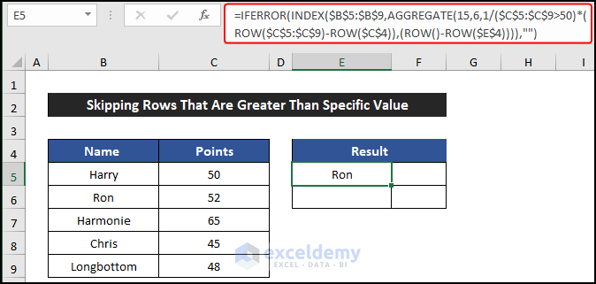 Skipping Employee Name Rows That Are Greater Than Specific Value