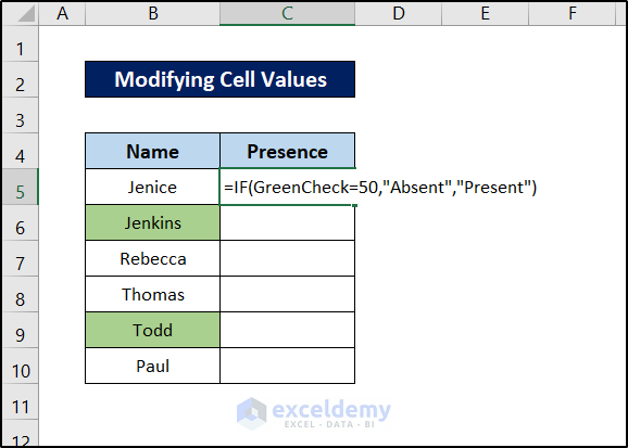 excel if cell color is green then