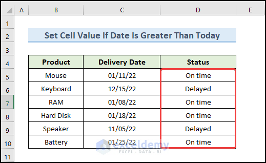 Return Expected Value If Date Is Greater Than Today in Excel
