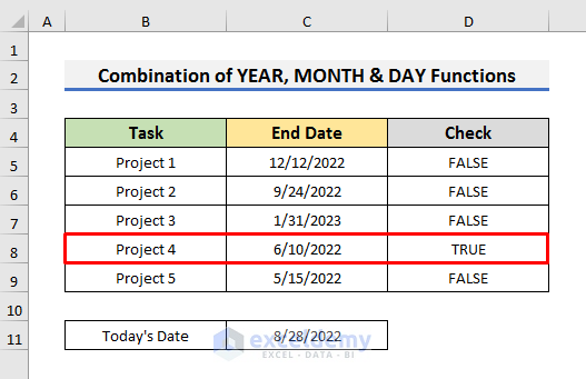 Combine YEAR, DATE & MONTH Functions to Find If Date Is Within 3 Months
