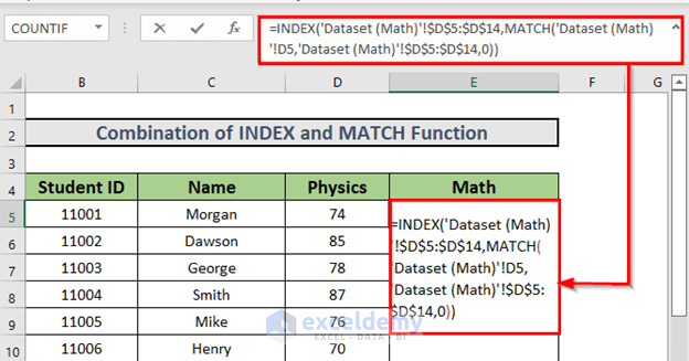 INDEX-MATCH functions merge tables from different sheets
