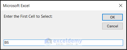 selecting first cell of range with vairable row number excel