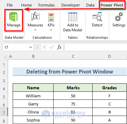 excel remove table from data model