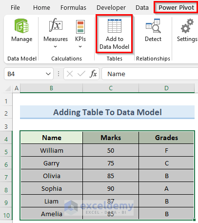 How to Add Table to a Data Model in Excel