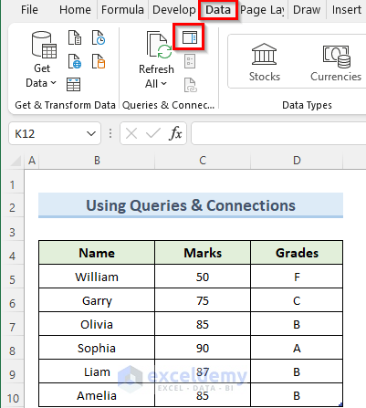Remove Table from Data Model Using Queries & Connections Option in Excel