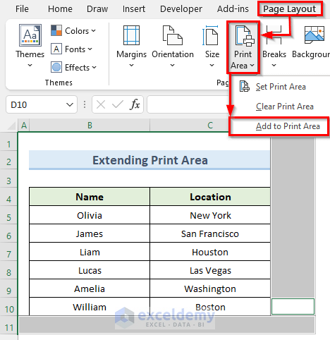 How to Extend Print Area in Excel