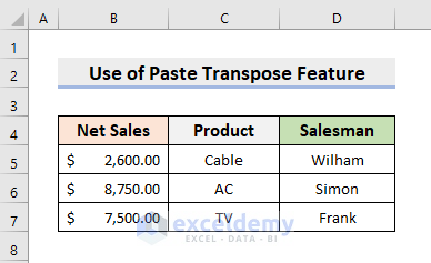 Flip Rows in Excel with Paste Transpose Feature