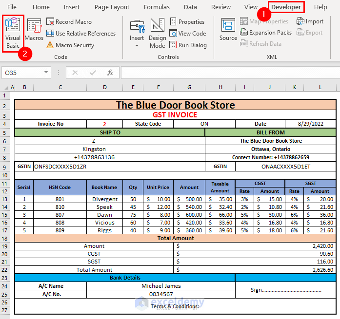 Saving and Resuming Bill Format to Create GST Bill Format in Excel with Formula