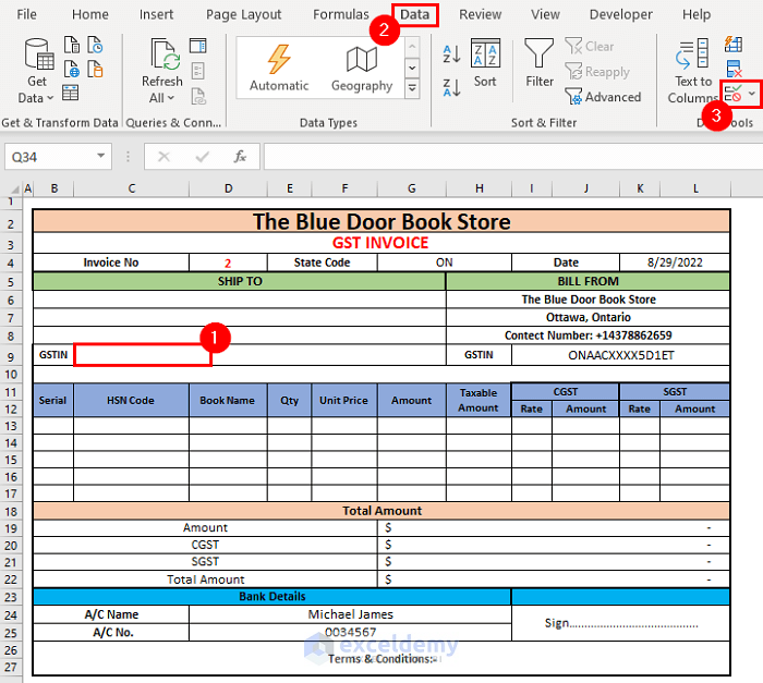 Making Dropdown List to Create GST Bill Format in Excel with Formula