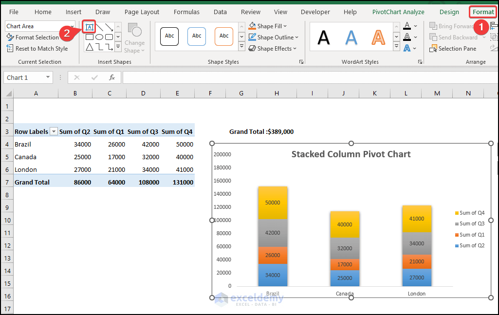 Add Grand Total to Stacked Column Pivot Chart