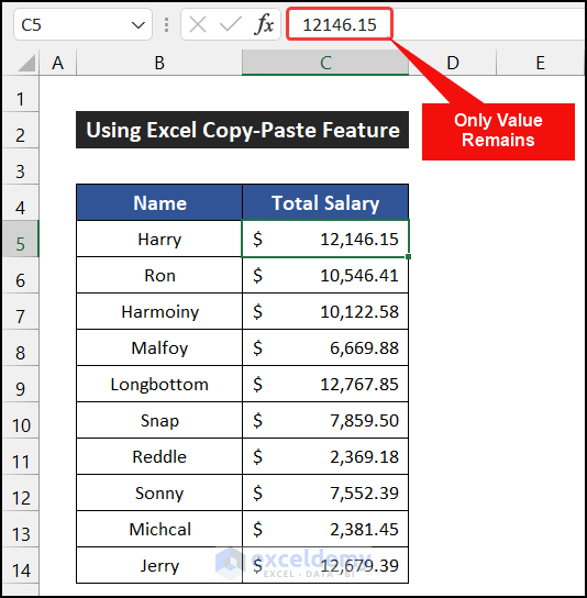 Excel Copy-Paste Feature to Break Links and Keep Values