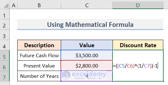 How to Calculate a Discount Rate in Excel (3 Methods)