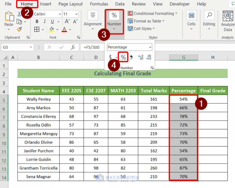 grade assignment in excel