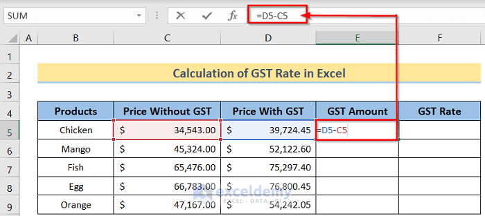 Procedures to Calculate GST