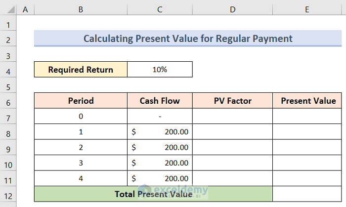 Easy Examples to Calculate Present Value in Excel with Different Payments