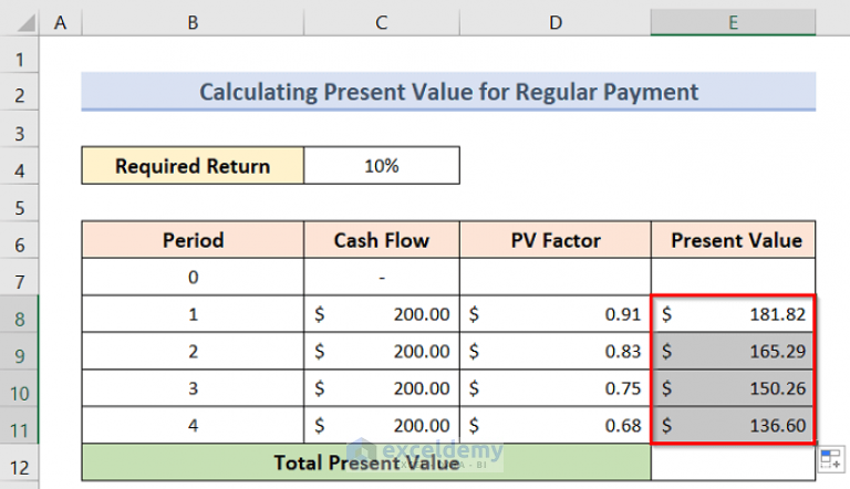 How to Calculate Present Value in Excel with Different Payments